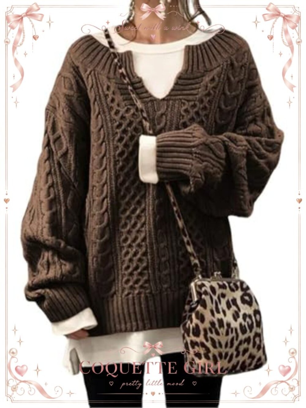 Womens Winter Chunky V Neck Long Sleeve Cable Knit Sweater Pullover